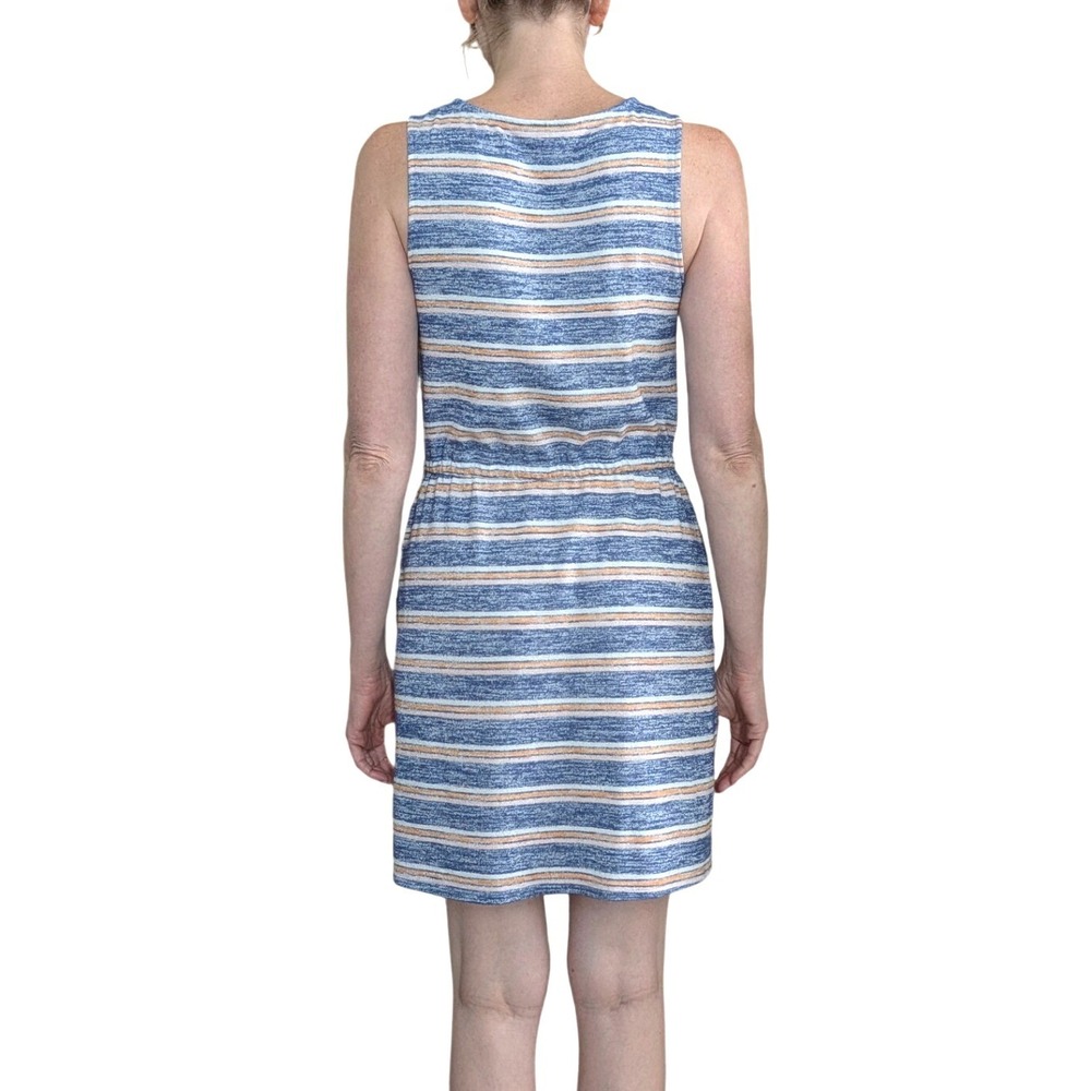 Market & Spruce Striped Knit Dress Sleeveless Drawstring Waist Pockets Coastal S - Picture 3 of 13